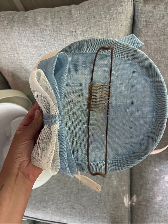 Karen Morris Millinery Light Blue Floral Feather Fascinator Hat main image 4
